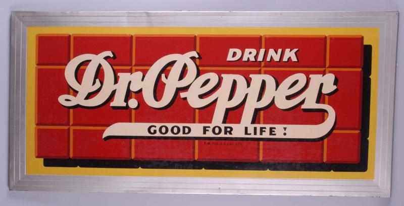 Appraisal: Embossed Tin Dr Pepper Outdoor Sign Description Still retains its