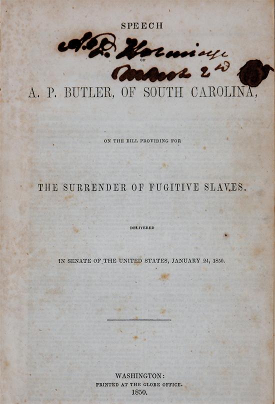 Appraisal: Document Speech by A P Butler South Carolina statesman four-page