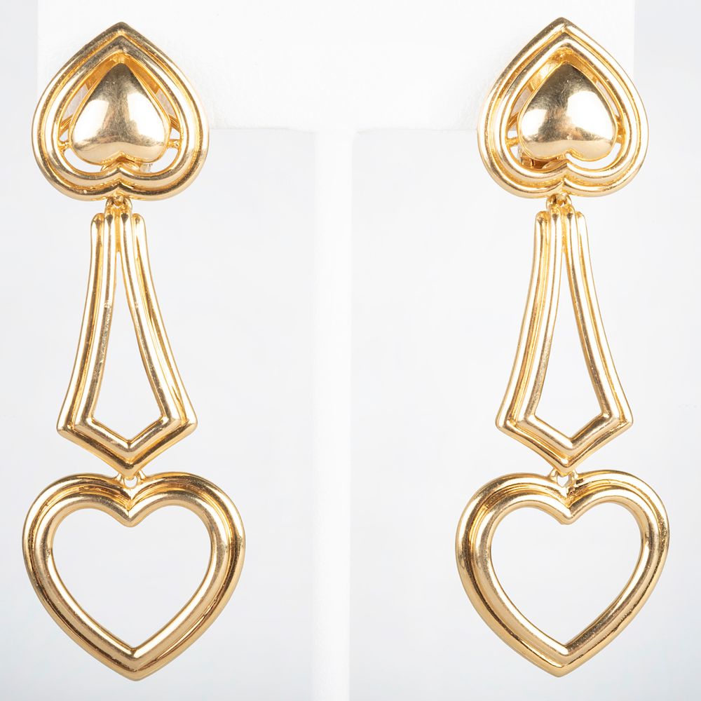 Appraisal: Boucheron k Gold Heart Drop Earrings Boucheron k Gold Heart