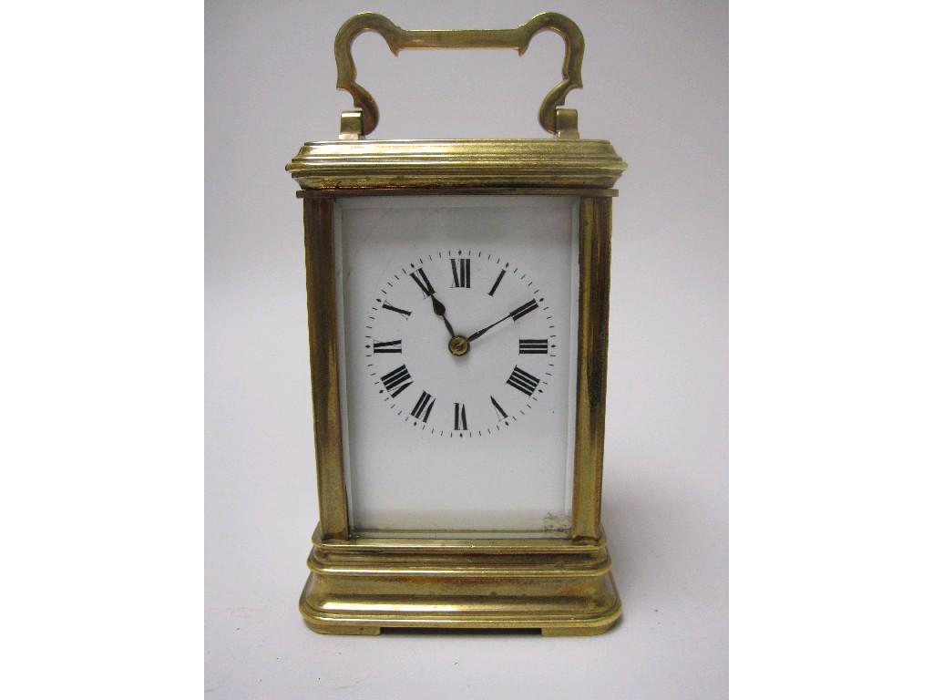 Appraisal: A late th Century Carriage Clock with white enamel dial