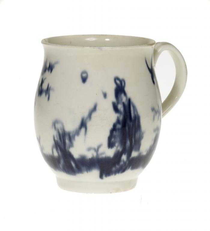 Appraisal: A WORCESTER BALUSTER MUG painted in underglaze blue with The