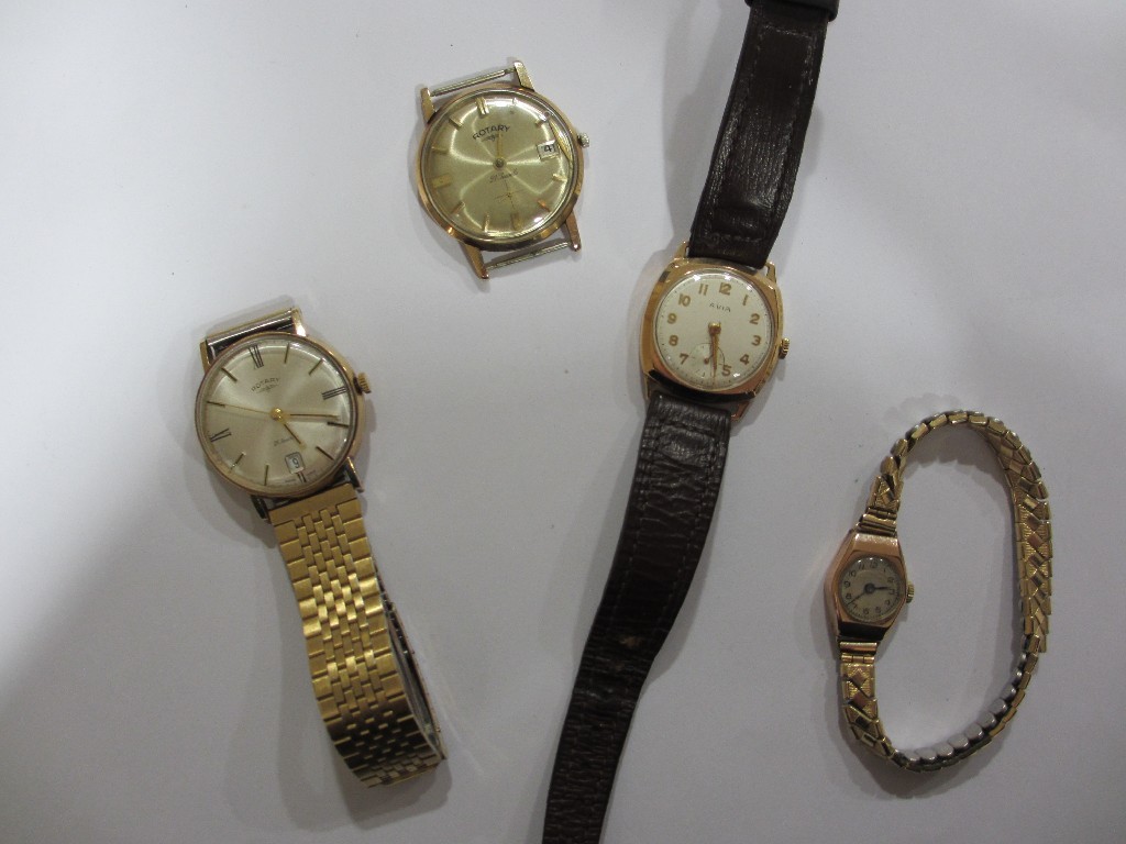 Appraisal: Lot comprising four ct gold cased wrist watches to include