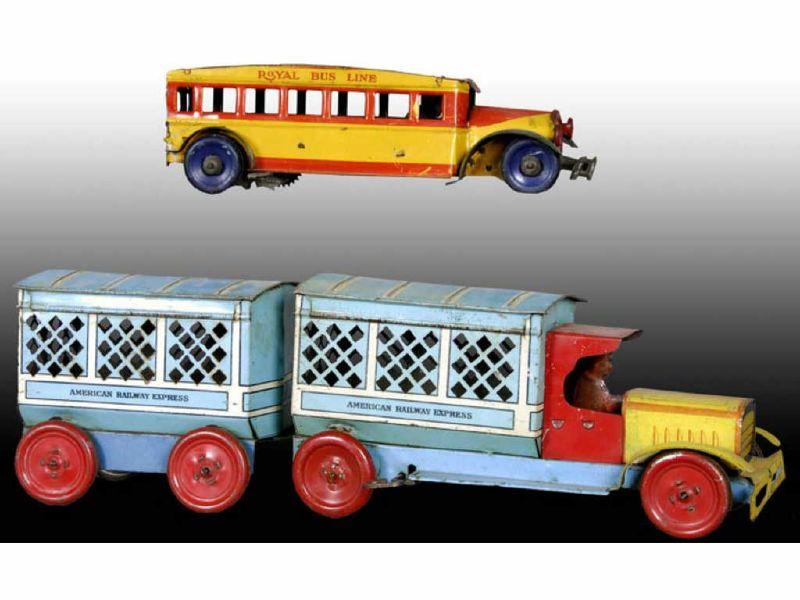 Appraisal: Lot of Tin American Wind-Up Vehicle Toys Description '' L