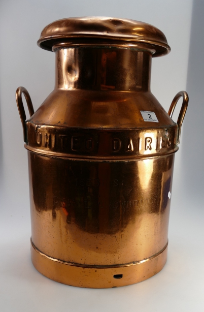 Appraisal: United Dairies large gallon copper milk pail