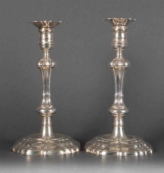 Appraisal: Pair of American sterling silver candlesticks in the Georgian manner