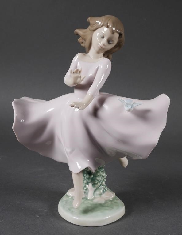 Appraisal: Porcelain Lladro figurine girl dancing with bird Joy of Life