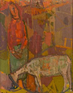 Appraisal: SIGMUND LANDAU POLISH - Woman with a Goat oil on