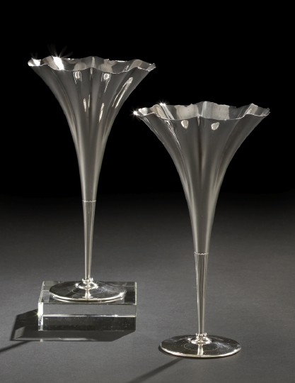 Appraisal: Pair of Tiffany Co Sterling Silver Trumpet Vases the pattern