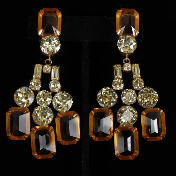 Appraisal: Ciner Rhinestone Chandelier Clip Earrings H