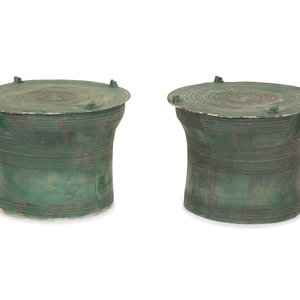 Appraisal: A Pair of Dong Sun Style Composition with Bronze Patina