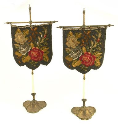 Appraisal: A pair of Victorian gilt brass and bead work table