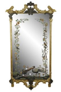 Appraisal: La Barge Large Eglomise Giltwood Wall Mirror La Barge American