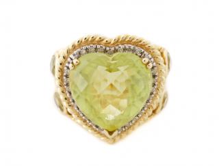 Appraisal: k Yellow Gold Lime Citrine Diamond Heart Ring Ladies k