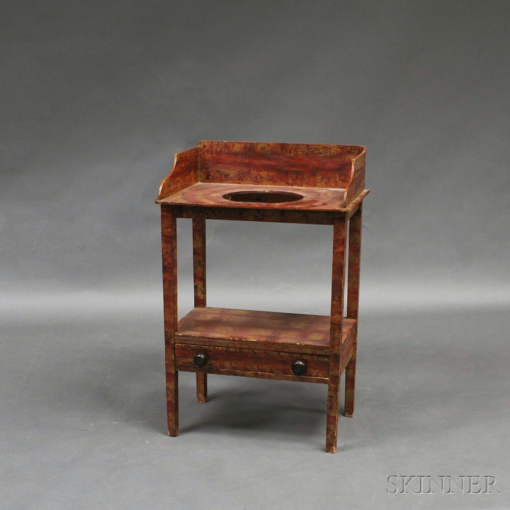 Appraisal: Federal Paint-decorated Chamberstand New England early th century imperfections ht