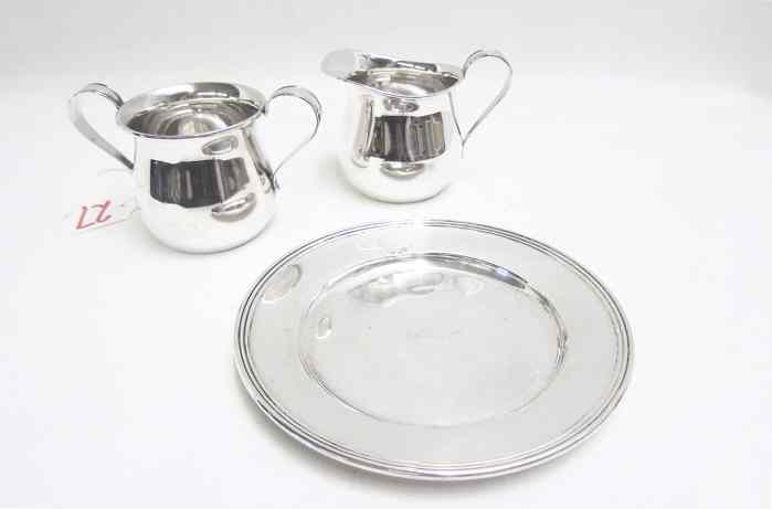 Appraisal: THREE PIECES AMERICAN STERLING SILVER cream pitcher and sugar bowl