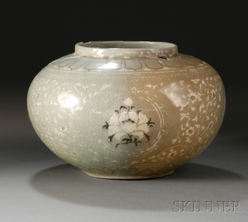 Appraisal: Celadon Jar Korea Koryo period th th century globular form