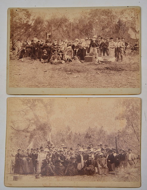 Appraisal: TWO LARGE MOUNTED ALBUMEN TYPE PHOTOGRAPH PRINTS OF PARTIES possibly