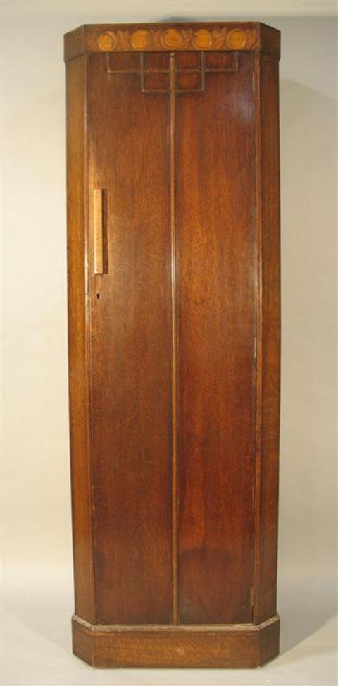 Appraisal: ARTS AND CRAFT STYLE OAK WARDROBE th century the frieze