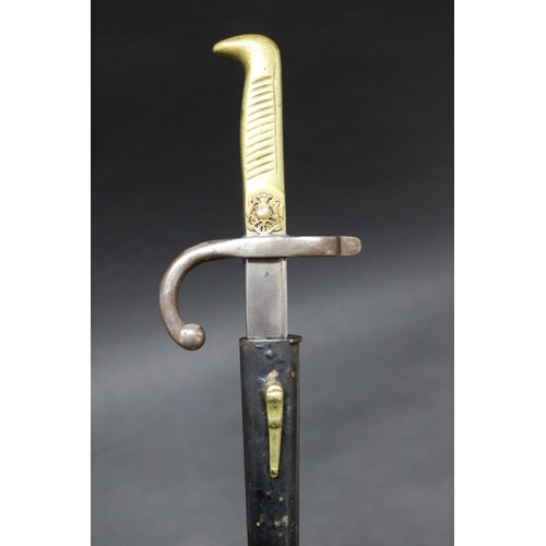 Appraisal: South American bayonet and scabbard mm overall with mm blade