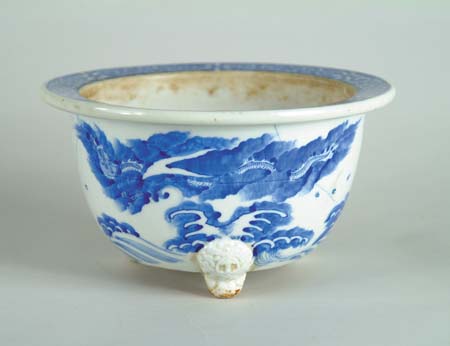 Appraisal: SMALL ORIENTAL JARDINI RE Blue and white outside decoration three