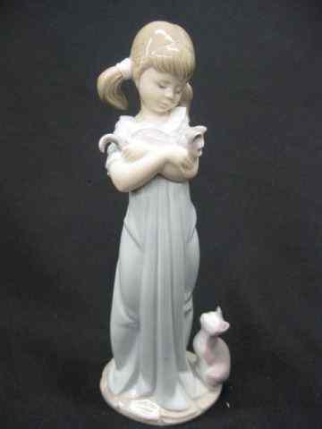 Appraisal: Lladro Porcelain Figurine of Girl with Kittens '' excellent