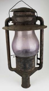 Appraisal: Pat Tin Post Lantern W Mounting Bracket sun colored amethyst