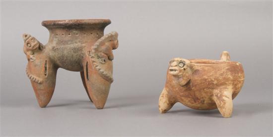 Appraisal: Two Pre-Columbian Tripod Vessels Height of tallest inches