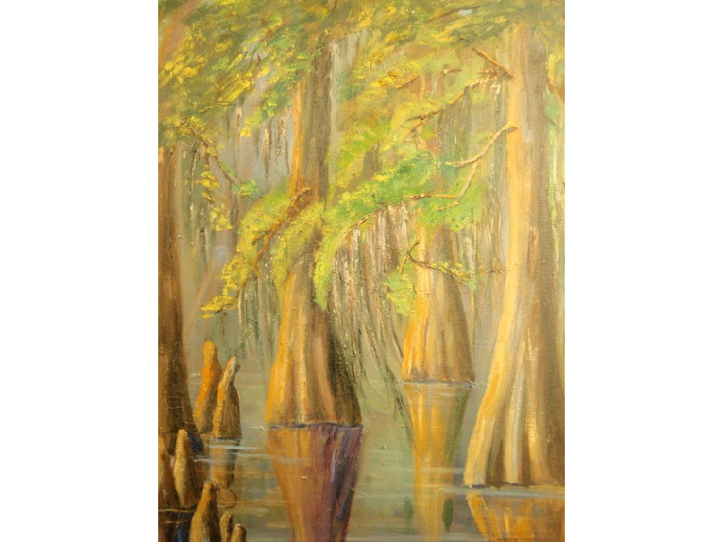 Appraisal: Cora L Butler Trees in water oil on canvas signed