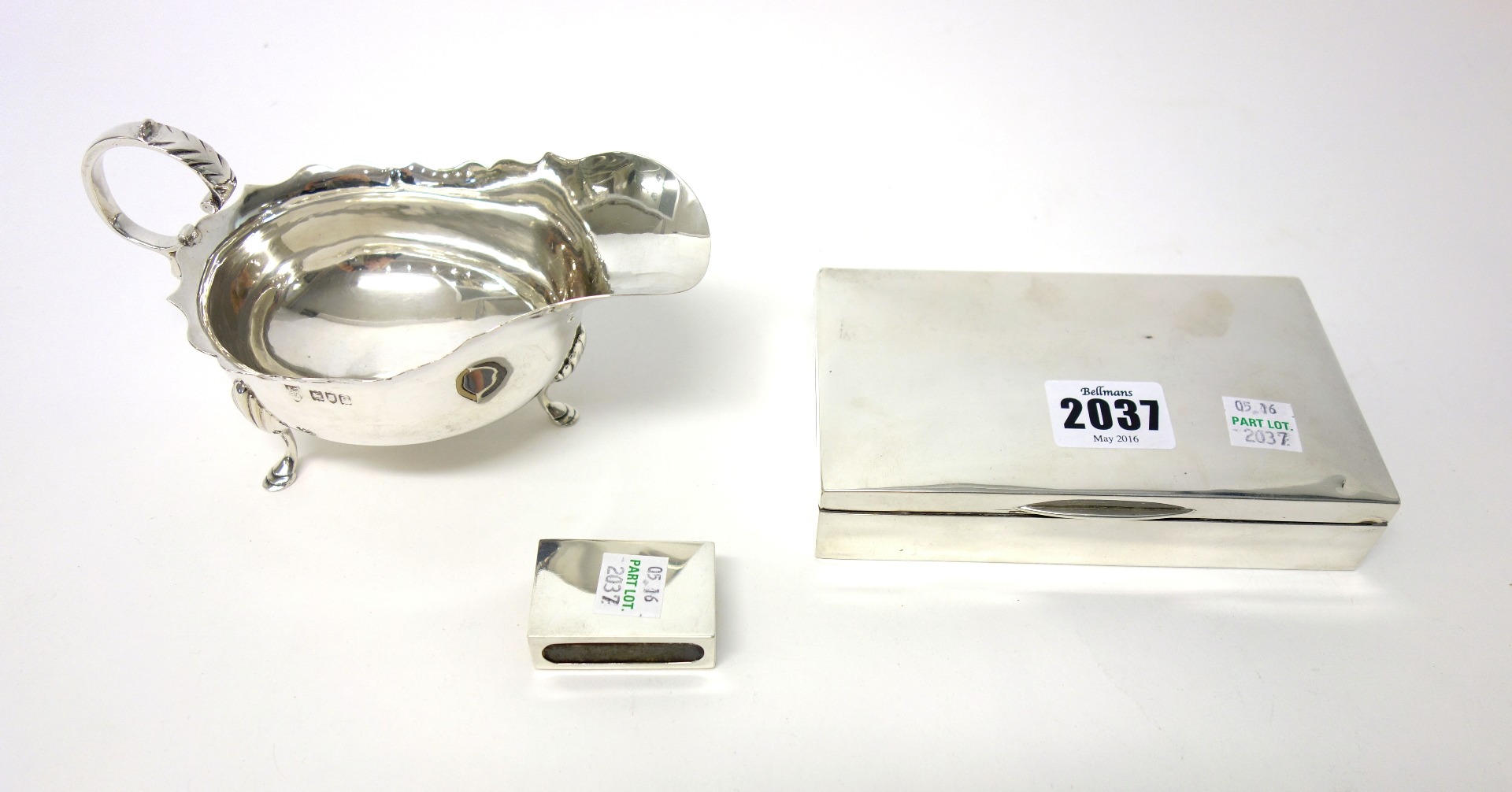 Appraisal: Silver and silver mounted wares comprising a rectangular table cigarette