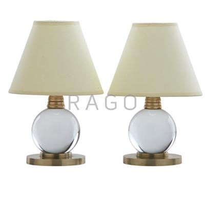 Appraisal: JACQUES ADNET - BACCARAT Pair of ball lamps France s