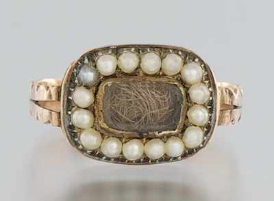 Appraisal: A Georgian Mourning Ring with Pearls ca s Tested k