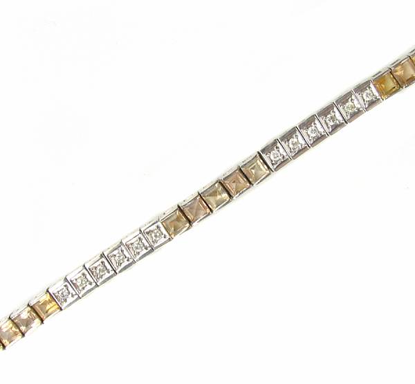 Appraisal: A citrine diamond and white gold line bracelet estimated total