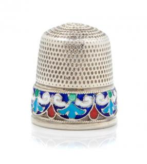 Appraisal: A Russian Silver and Enamel Thimble Likely Vasily Andreyev Moscow