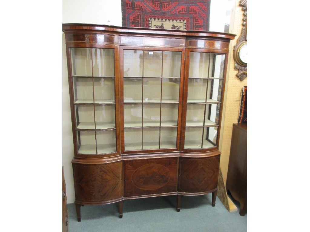 Appraisal: Edwardian mahogany inlaid glazed display cabinet