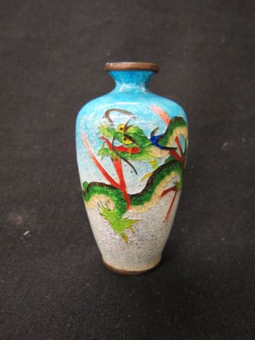 Appraisal: Japanese Cloisonne Vase signed dragon on blue silver foilback silverwire