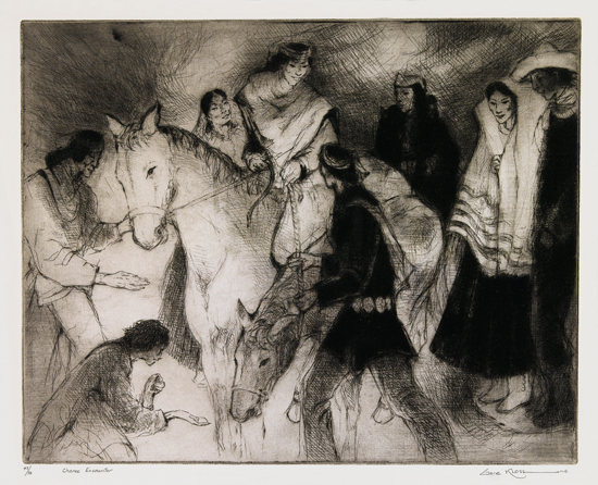 Appraisal: GENE KLOSS Chance Encounter Etching and drypoint x mm x