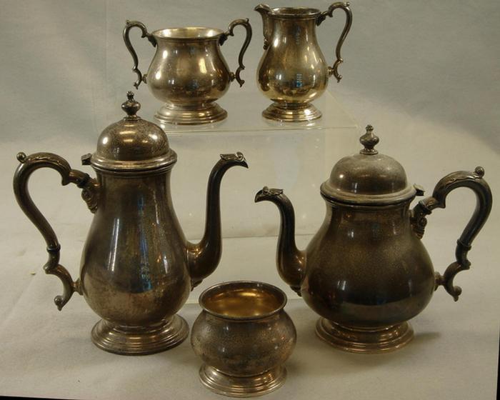 Appraisal: Piece International sterling silver teaset Kenilworth pattern c o pots