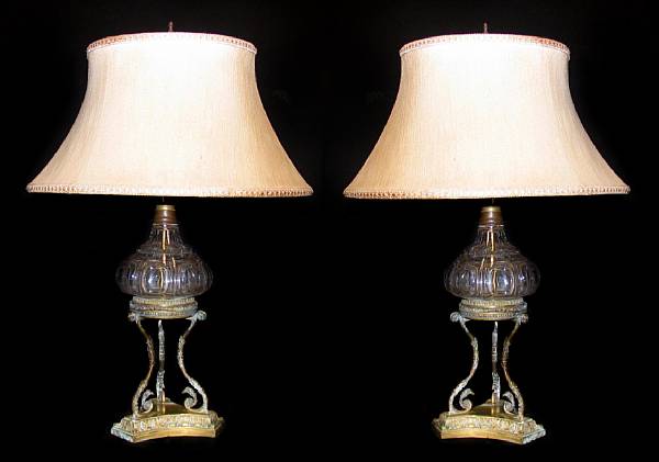 Appraisal: A pair of cut glass table lamps height in