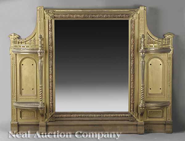 Appraisal: An American Eastlake Gilded Cast Iron Overmantel Mirror late th