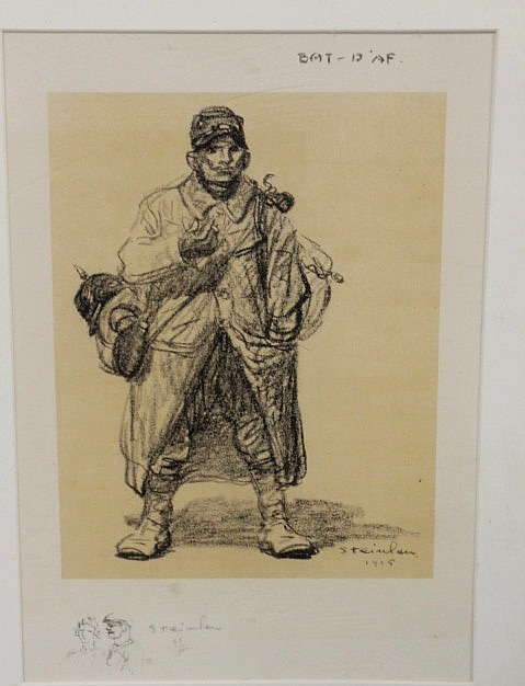 Appraisal: Print of a charcoal drawing of a German soldier by