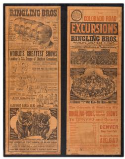 Appraisal: Ringling Brothers Two Pictorial Circus Broadsides Circa s Letterpress illustrated