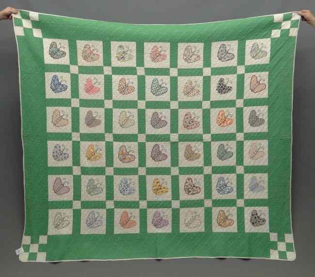 Appraisal: C 's butterfly quilt '' x '' Documented through the