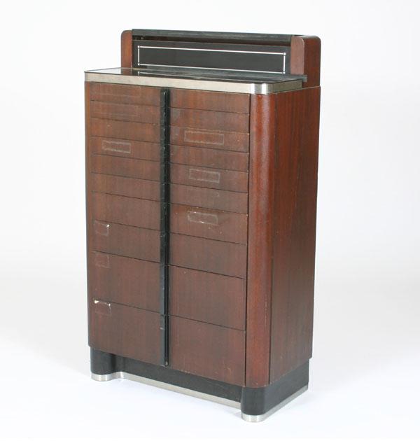 Appraisal: Deco American Cabinet Co dental cabinet ten drawers ebonized inserts