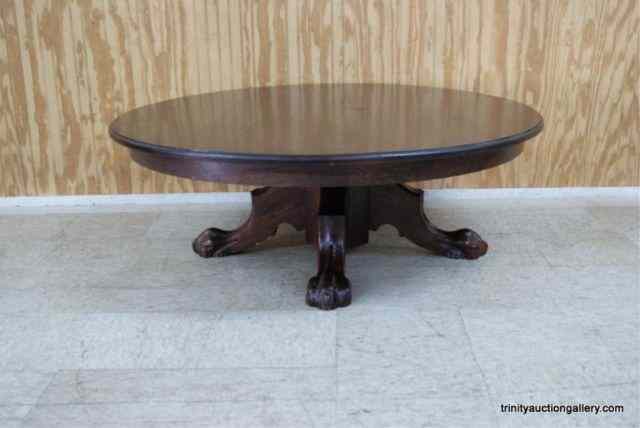 Appraisal: Vintage '' Oak Claw Foot Coffee TableLikely from the 's