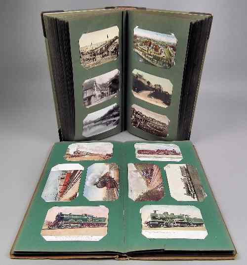 Appraisal: An early th Century postcard album containing a selection of