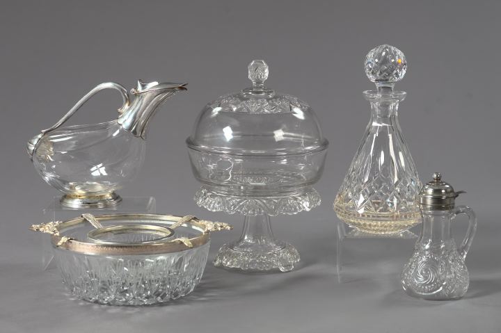 Appraisal: Group of Five Glass Items consisting of a three-piece collection