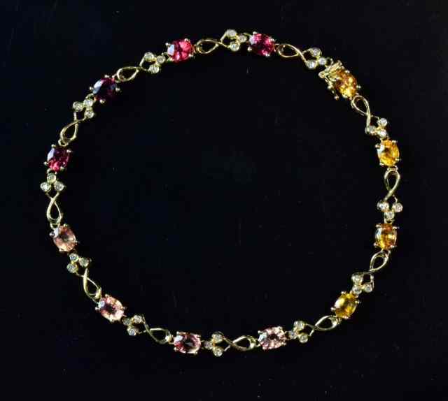 Appraisal: K Gold Sapphires Diamonds BraceletA K g yellow gold ctw