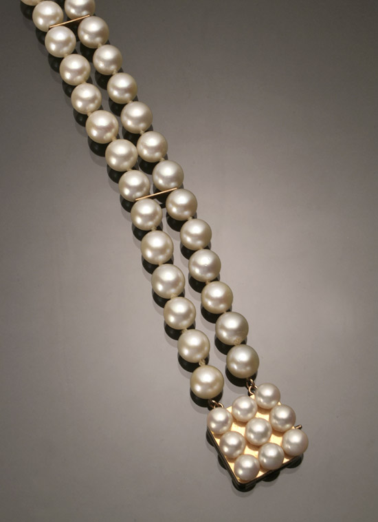 Appraisal: Cultured Pearl Bracelet Knotted The double strand having forty-eight pearls