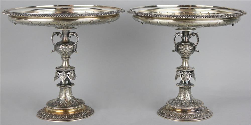 Appraisal: PAIR OF GEORGE FOX VICTORIAN SILVER TAZZAE London maker's mark