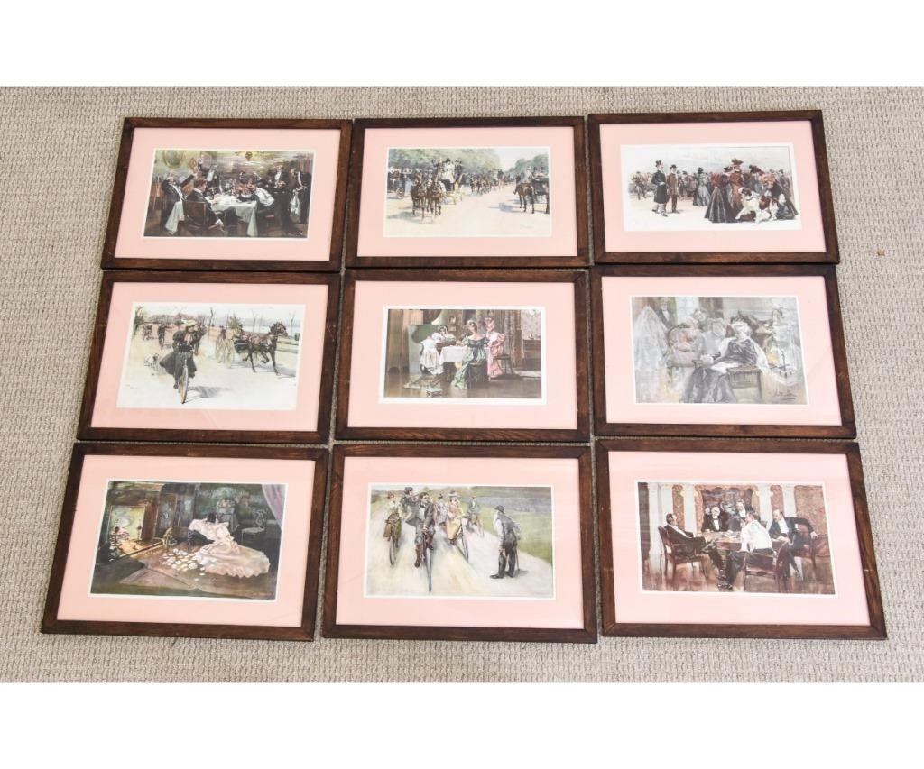 Appraisal: Nine framed and matted lithographs copyright by Truth Company All